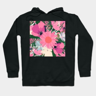 Pretty Pink Sunflowers and Poppy Floral Design Hoodie